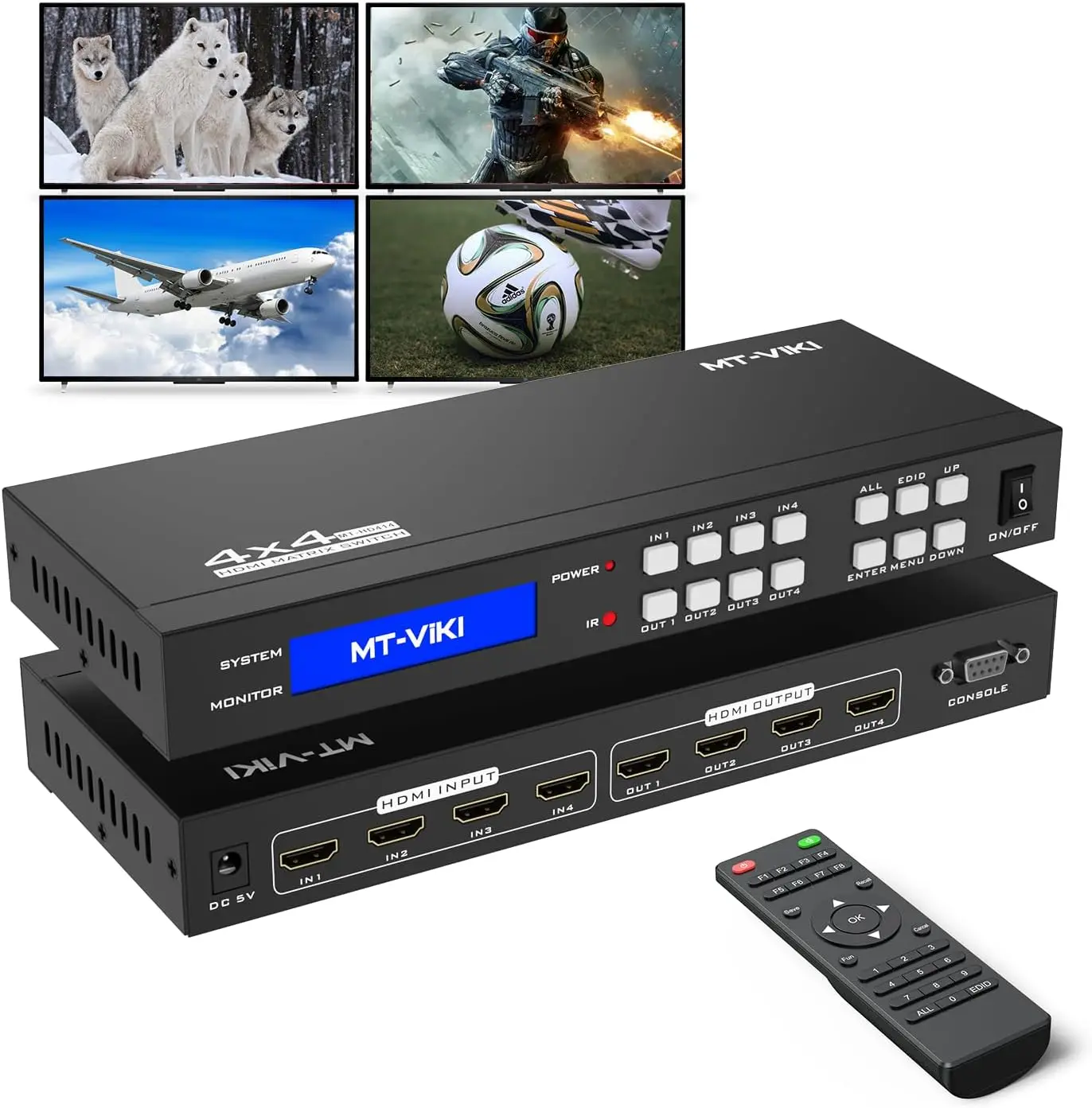 4x4 HDMI Matrix Switcher In Out 4K 30Hz 3D Video Dolby DTS