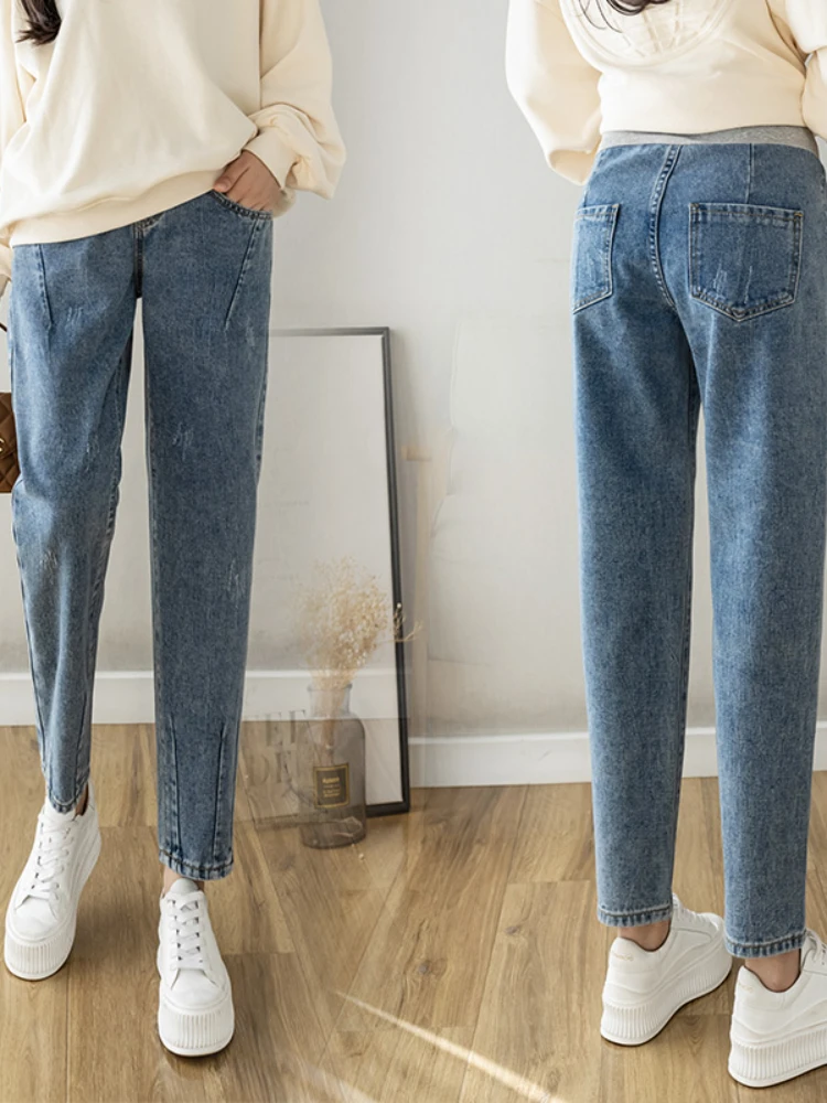 Pantalon de maternité en denim pour femme enceinte, vêtement de