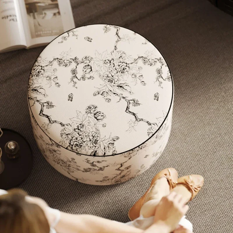 

French Style Stool Living Room Sofa Removable and Washable Lazy Stool Tatami Stool Cushion Footpier