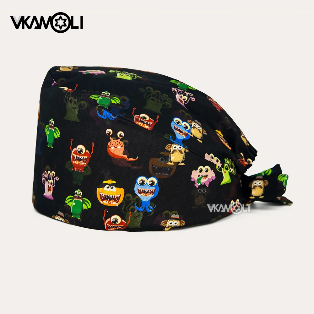 Skull pattern Scrubs hat Fashion Breathable Scrub Cap Unisex Health service Workers adjustable caps nursing hat medical scrub hats