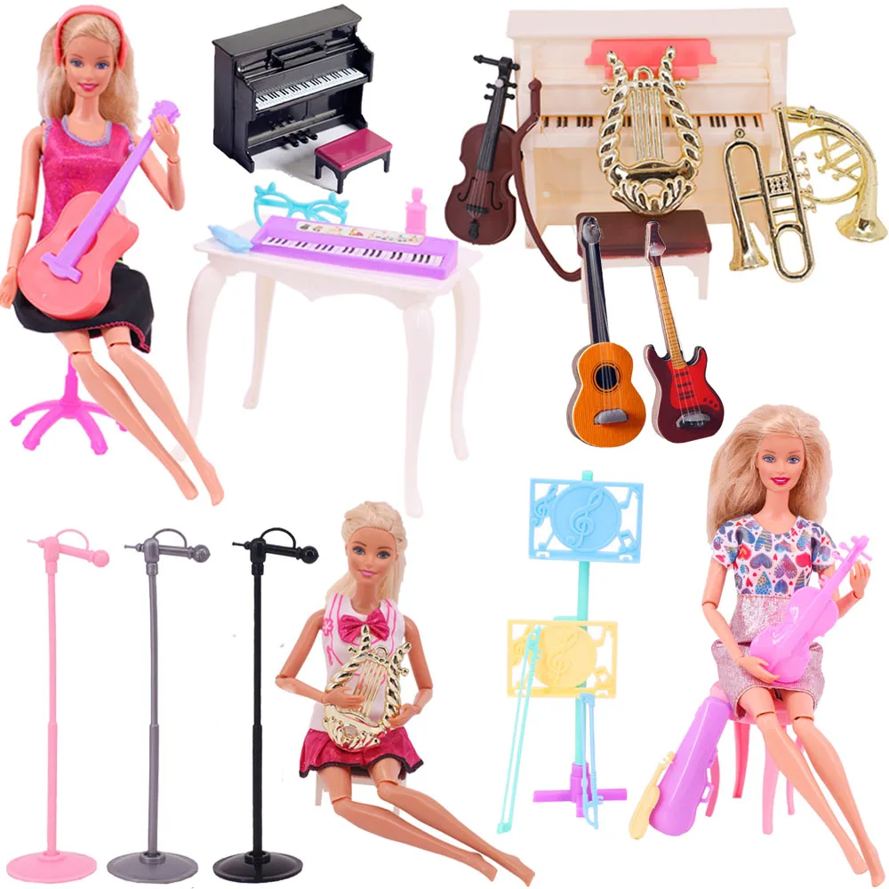 1/12Doll Music House DIY Mini Musical Instrument Model Classical Guitar Violin Saxophone For 1/6 Blyth&Barbiees Doll Accessories irin c670 acoustic classical guitar strings