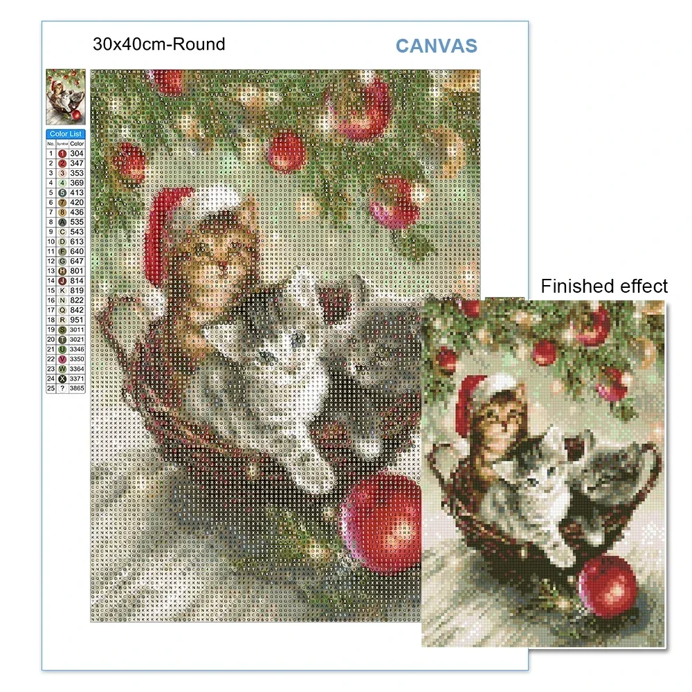 5D DIY Diamond Painting Santa Full Round Diamond Mosaic Animal Embroidery Cross Stitch Rhinestone Art Christmas Home Decor Gift