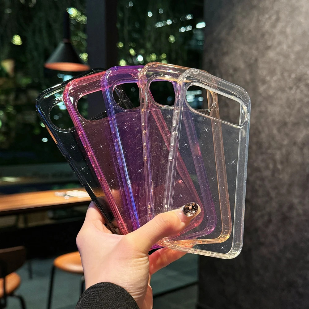 Sparkling Sequin Clear Phone Case with PC + TPU Frame Cover