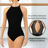 Women Sleeveless Halter Ballet Dance Leotards for adult Gymnastics Dance Tank Tops with  Keyhole Back and Soft Lining Dancewears