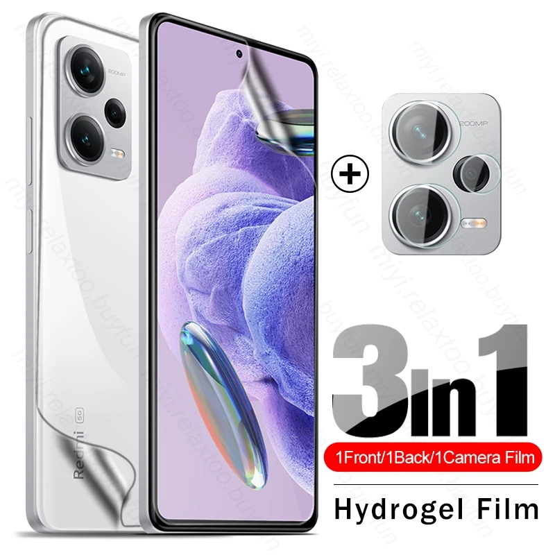 

3To1 Front Back Hydrogel Film For Redmi Note 12 Pro Plus Pro+ 5G Screen Protectors Not Glass On Redmy Note12 4G 5G Camera Glass