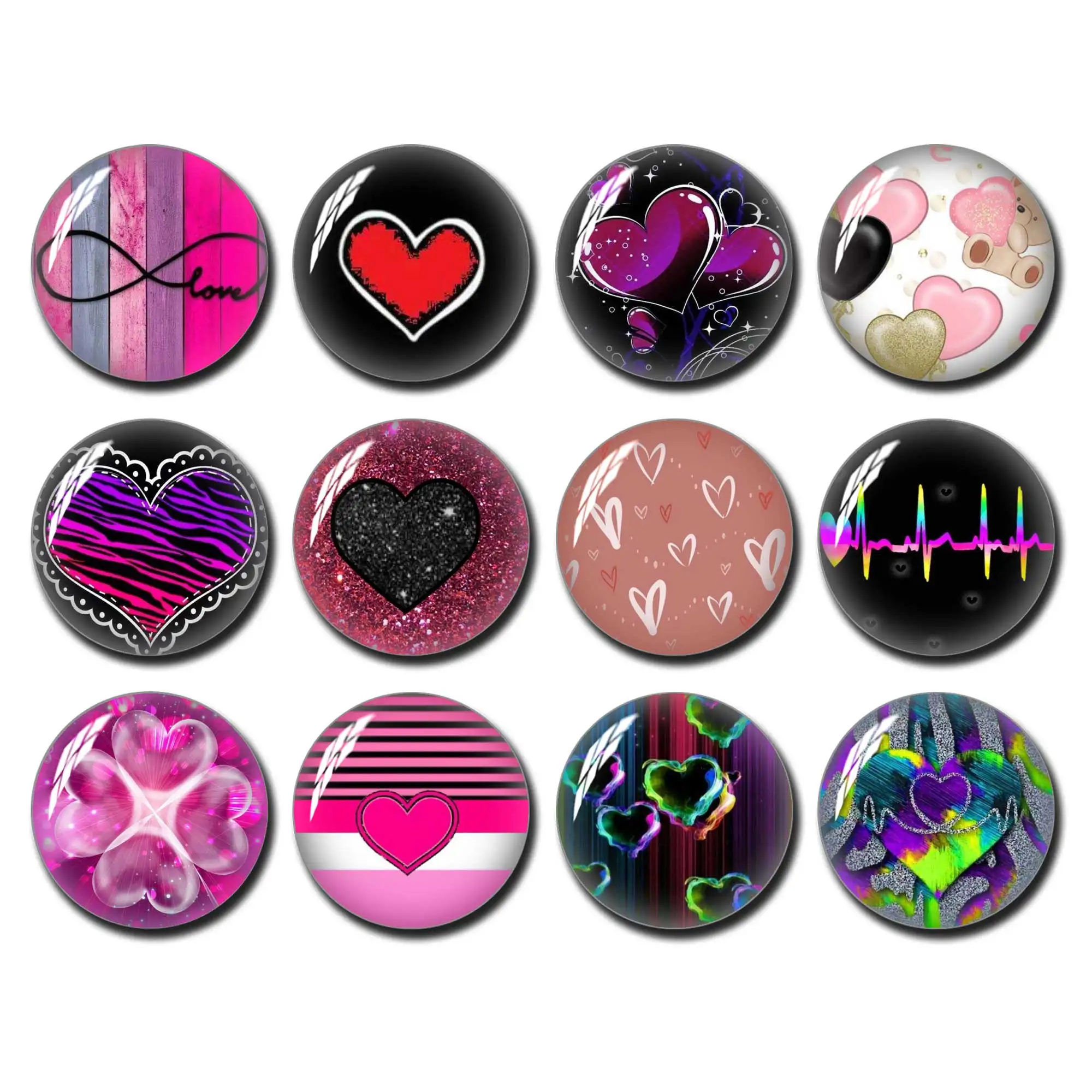 

Valentine's Day Cabochon, Love heart Plaid Buffalo image Glass dome,10mm 12mm 16mm 20mm 25mm 30mm 40mm Picture Beads - FJ1481