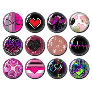 Valentine's  Day Cabochon, Love heart Plaid Buffalo image Glass dome,10mm 12mm 16mm 20mm 25mm 30mm  40mm Picture Beads - FJ1481