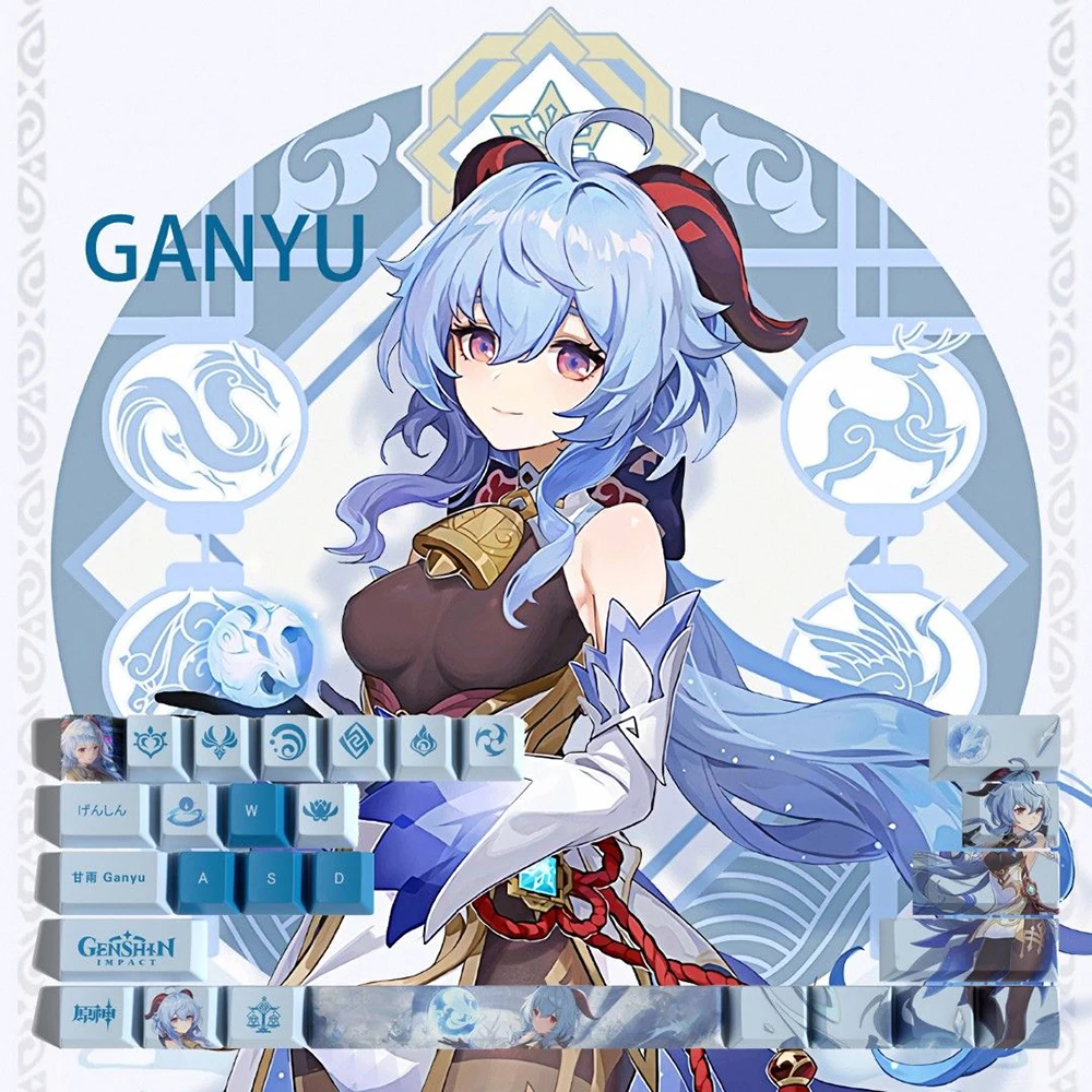 Genshin Impacto Keycaps Grupo Kazuha Ganyu 29 Chaves Subtração Pbt Oem High Hutao Xiao Teclado Gamer - Imagem 4