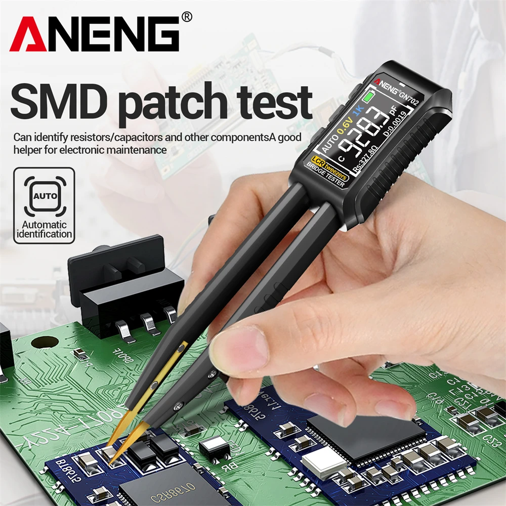 ANENG GN702 Smart Bridge Tweezer LCR SMD ESR Tester Resistance Capacitance Inductance Continuity Diode Hz Auto Test Tools