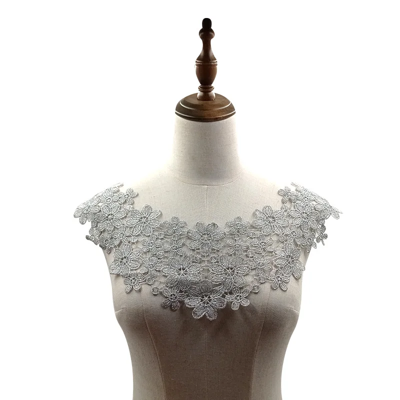 Lace Floral Embroidery Fabric Fake Collar for Needlework White Embroidery Lace Fabric Applique DIY Dress Sewing Supplies Craft