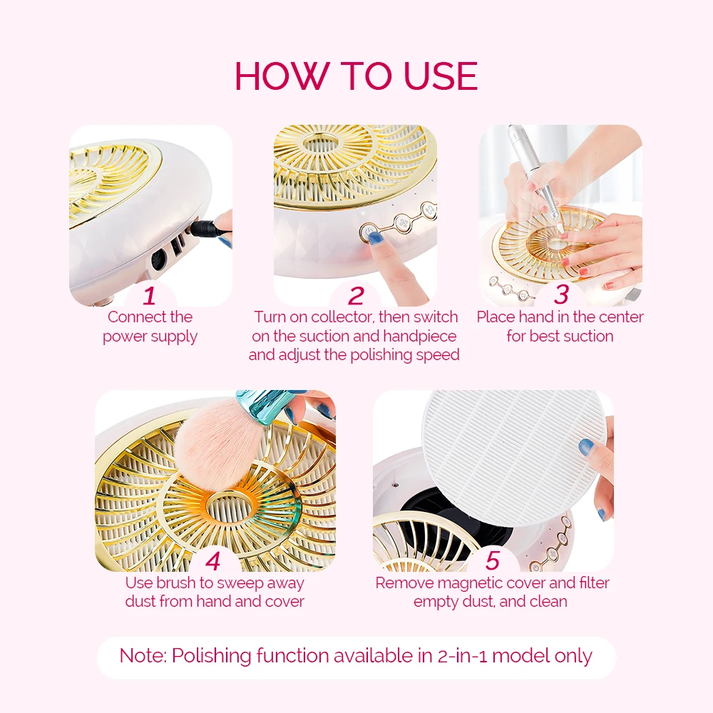 80W Powerful Suction Low Noise Brushless Nail Dust Collector Dust Extractor Nail Art Manicure Nail Vacuum Cleaner With 2 Filter