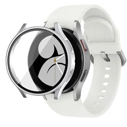 Premium Tempered Glass & Protective Case Set for Smartwatch - Full Coverage Screen Protector & Durable Bumper Shell (Silver 02)