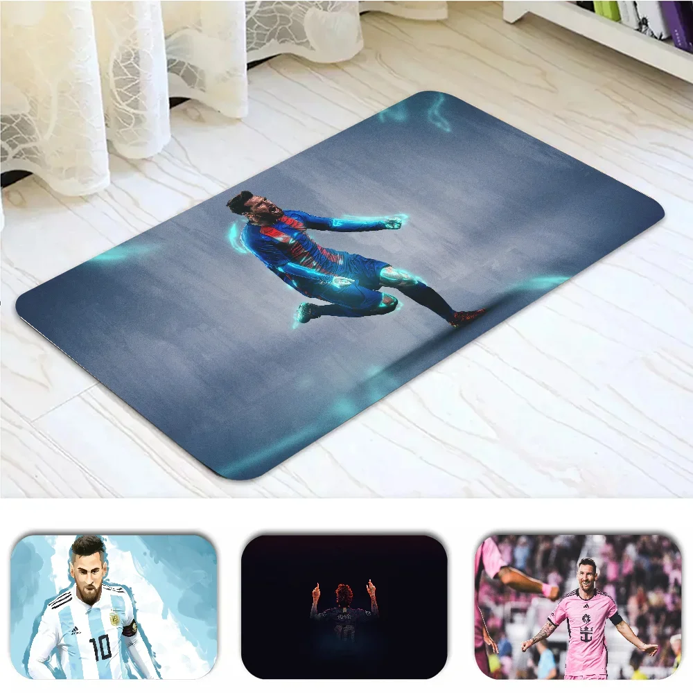 L-Lionel Foot Star M-Messi Floor Mat Graphic Printed Flannel Doormats for Bathroom Kitchen Entrance Carpet Home Decor