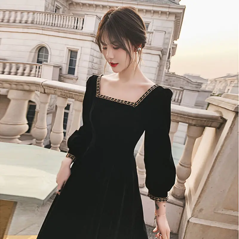 

Long Sleeves Dresses Autumn Winter Black Woman 2023 Womens Dress Women Elegant Luxury Korean Streetwear Vintage Chic Party Prom