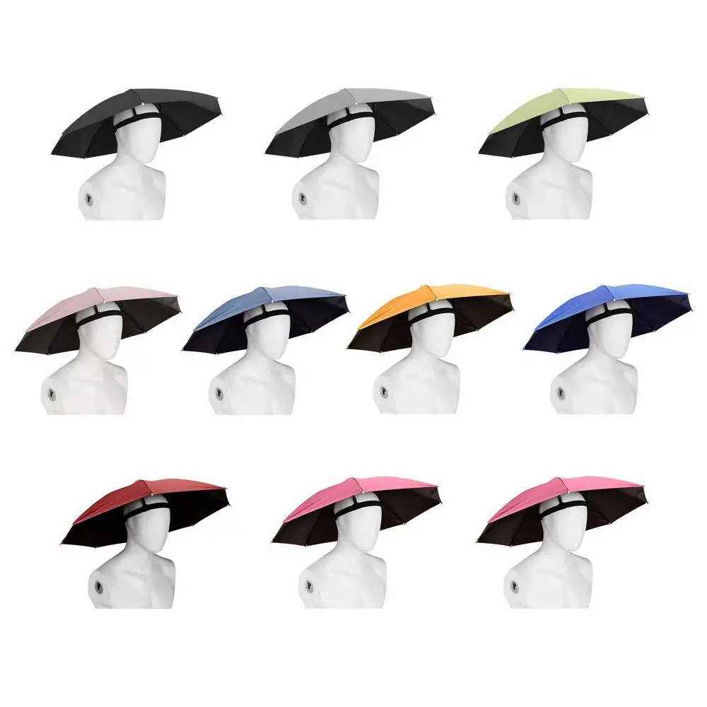 New Head Umbrella Hat Sunshade Windproof Elastic Band Rain Gear Head Hats Portable Head Wearing Umbrella