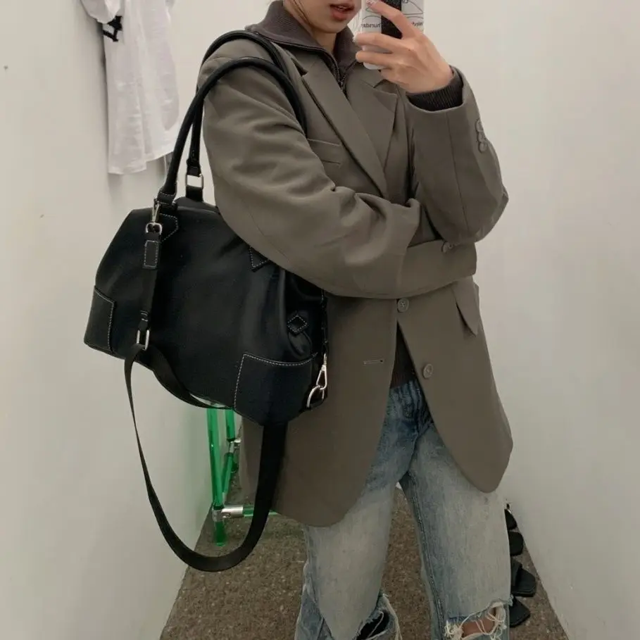 Girls Crossbody Tote Bags Women High-capacity Grunge Y2k Aesthetic Shoulder Bag Vintage Simple Fashion Casual Handbags All Match