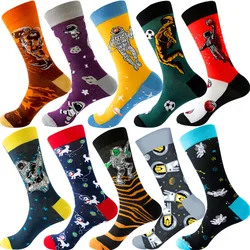 2024 New Colorful Mens Hip hop Cool Socks combed cotton Animal astronaut geometric women's Long socks Halloween business dress