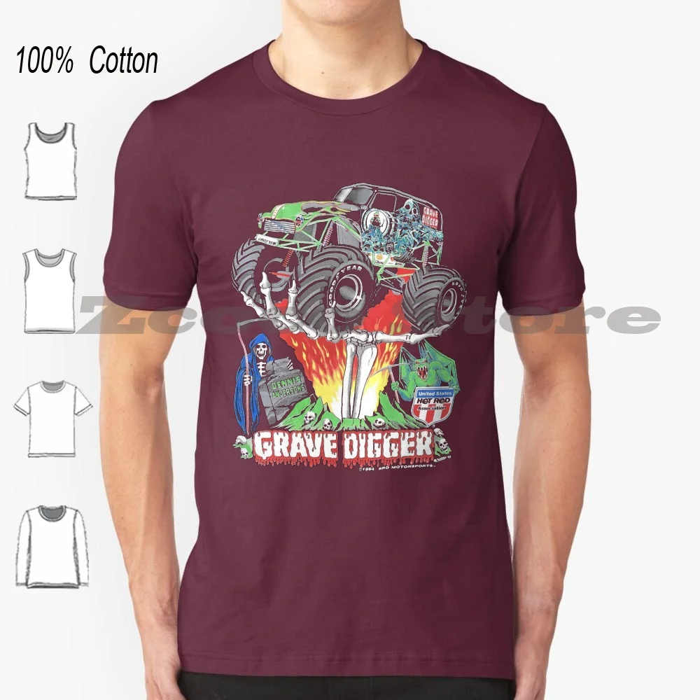 Grave Digger Dennis Anderson Vintage Jam 100% Cotone Uomo E Donna Soft Fashion T-Shirt Grave Digger Monster Grave Monster Jam