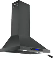 Wall Mount Hood 900 CFM Kitchen Hood Vent 4 Speeds Touch Control LCD Display With Remote /3 Pcs Baffle Filters / 2 Pcs 3W L 1