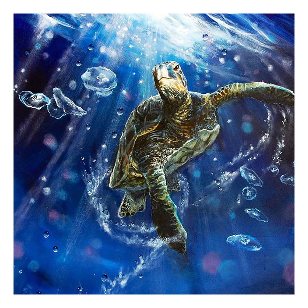 Sea Turtle Swimming in The Water - 5D Diamond Painting 