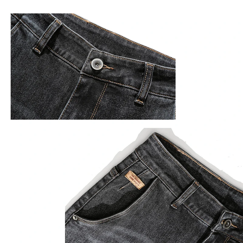 jean man Washed Denim Jeans Men Straight Stretch Jeans for Men Trousers Black gray Classic Vintage Mens Pants Big Size 28-48