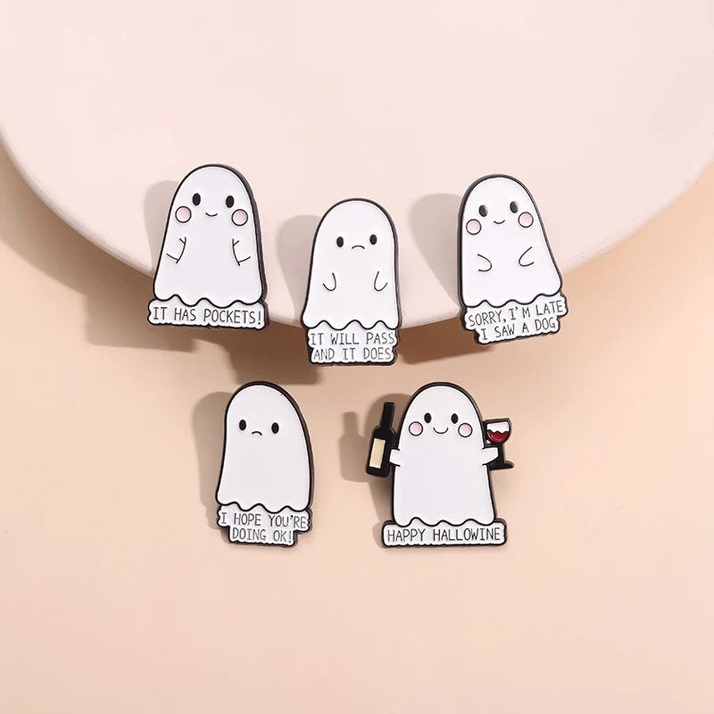 Ghost Skull Club Emaille Pin Gruselige dunkle Katze Saw Ghost Grave Metallabzeichen Punk Revers Brosche Schmuck Happy Halloween Geschenk für Freund – Detail 6