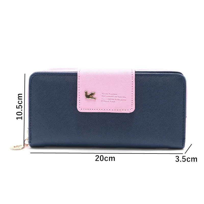 Birds Pattern Women's Wallet Large Capacity Patchwork Coin PU Leather Purse Female Long Money Clip Card Holder Phone Clutch Bag 6