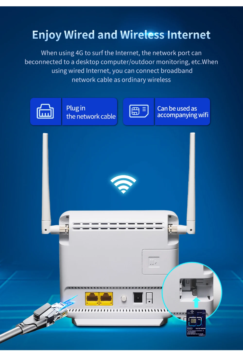 wifi amplifier 5g Benton D921 Mở Khóa 300Mbps Cat4 Nhà Wifi Không Dây 4G + LTE CPE Có Khe Sim WPS chức Năng Ăng Ten Ngoài Repeater wifi extenders signal booster for home