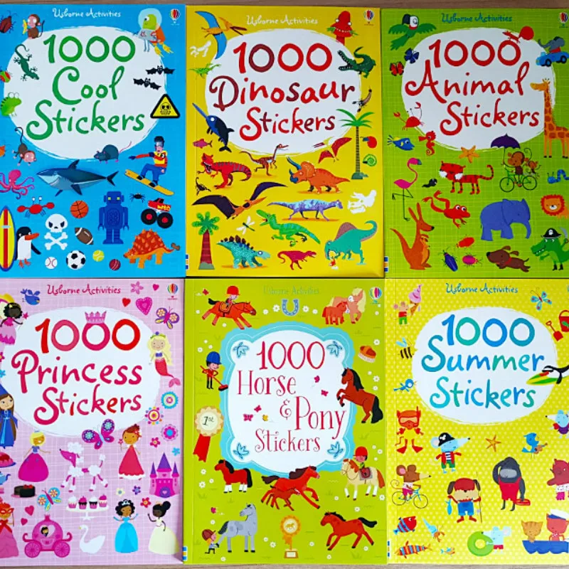 

Children 1000 reusable cartoon stickers/ Kids baby animal/dinosaur/princess/motion sticker books for kindergarden schools