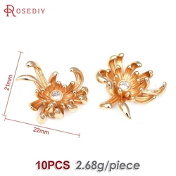 Elegant Brass Flower Charms in 18K Gold or Silver Finish - Set of 6 (43001 - 18K Gold Color)