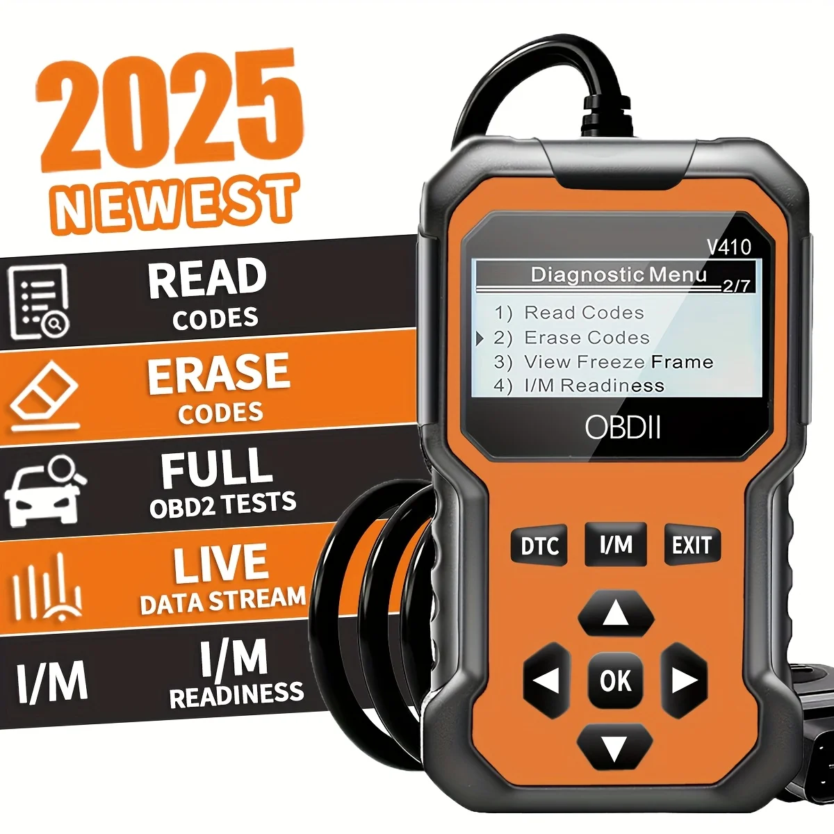 V410 OBD2 Scanner: Engine Light Fix, Live Data & Codes for Cars