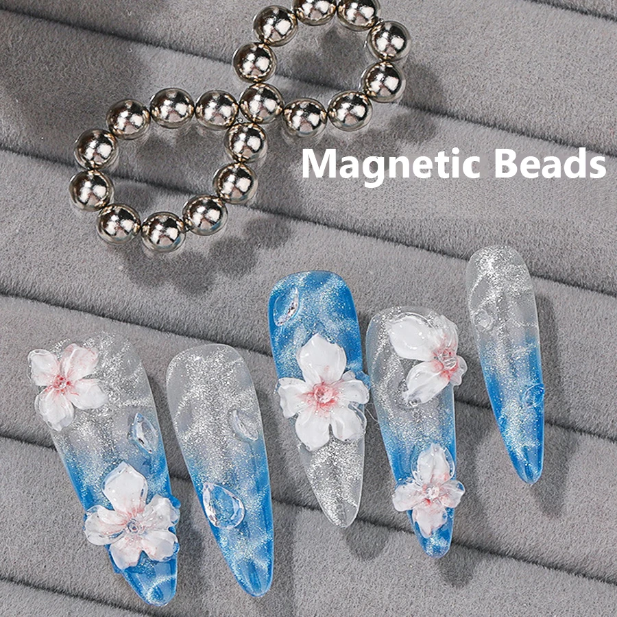 10/20Pcs Round Magnetic Beads For Nail Art Water Ripple Cat Eye Gel Polish Icy Flower Carving-Magnetic Effect Nail Art Supplies magnetic nail art tools cat eye nail tool magnetic nail tools
