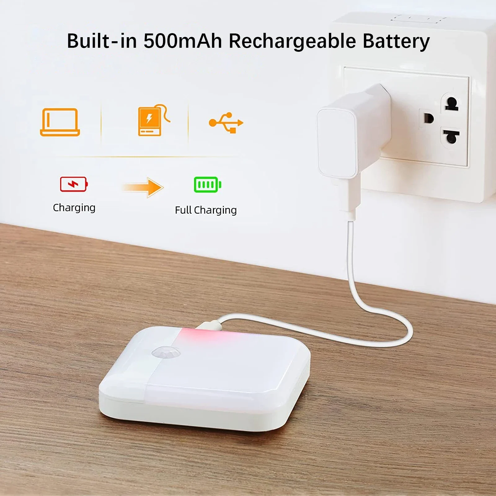 모션 센서 라이트 Led Usb TYPE-C 충전 사각 램프 침실 주방 계단 복도 옷장 찬장 조명 야간 조명