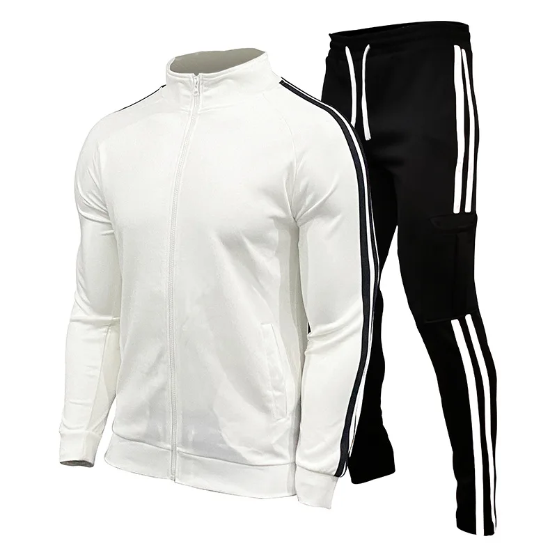 2022 Spring New DAIWAFishing LOGO Men's Zipper Cardigan Jacket + Sports Pants Suit Striped Running Gym Basketball Jogging 2-Piec Men's Sets Men's Sets