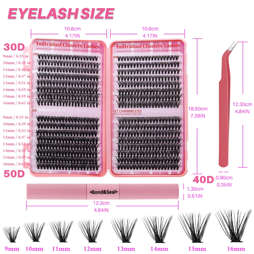 Lash Extension Kit 640pcs/320pcs/280pcs Mix DIY Eyelash Extension Kit 304050D Combination Lash Clusters D Curl Individual Lashe fake eyelashes lash extension kit eyelash set lash glue brow and lash kit