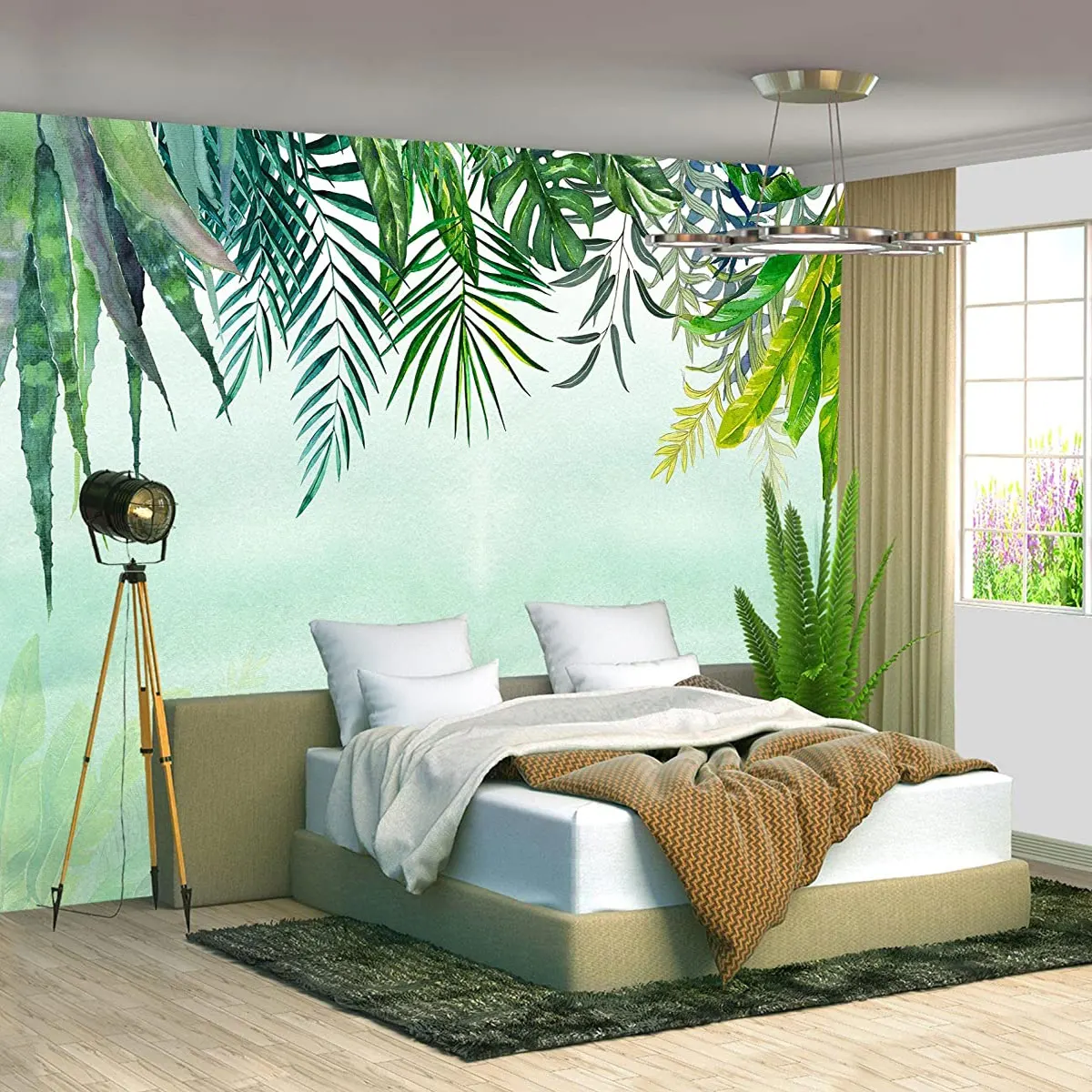 

Custom Murals Extra Large Background Botanical Leaf Wallpaper Selfadhesive Green Plant Wall Painting Bedroom Living Room Décor