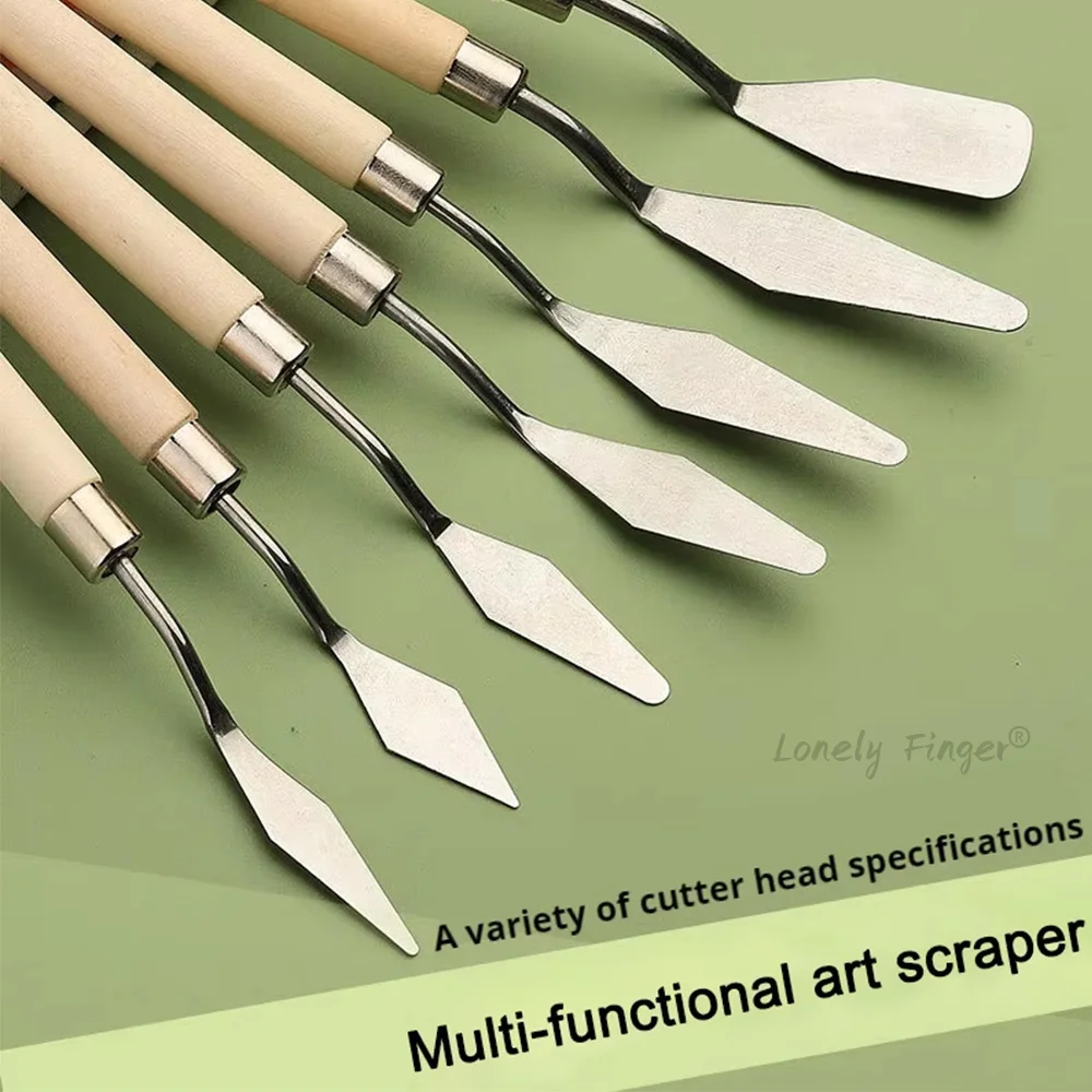 7Pcs Set Stainless Steel Oil Painting Knives, Artist Crafts Spatula, Palette Knife, Mixing Knife, Scraper Art Tools 3