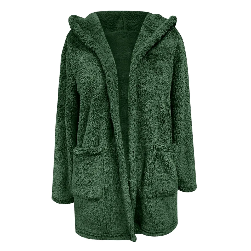 Plus Size Women's Plush Casual Hoodie Coat
