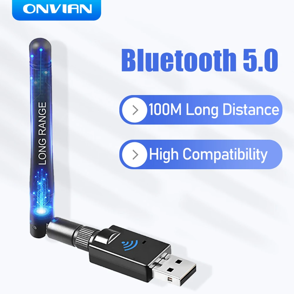 Long Range USB Bluetooth Adapter for PC USB Bluetooth Dongle Wireless  Bluetooth Adapter for Headphones Speakers, 328FT / 100M,5.0 Bluetooth