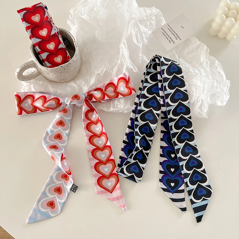 120cm Striped Love Double-layer Simulation Silk Scarf Twill Scarf Small Neck Scarf Tied Hand Small Ribbon Tied Bag Silk scarf 5