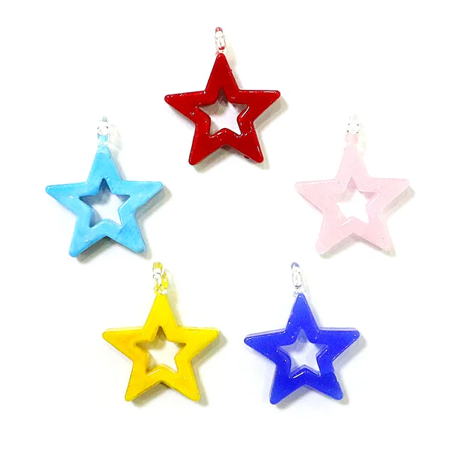 5 db Egyedi Színes Üveg Ötpontos Csillag Medálok Aranyos Mini Pentagram Dísz Nők Barkácsolás Ékszer Nyaklánc Kiegészítők Készítése