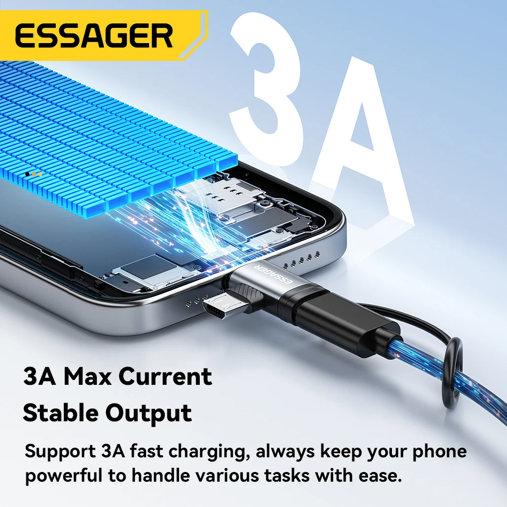 Essager 2 IN 1 Lighting/Micro Adapter Fast Charging USB Type C Female Connector For iPhone 17 16 15 14 13 12 11 IPad Converter