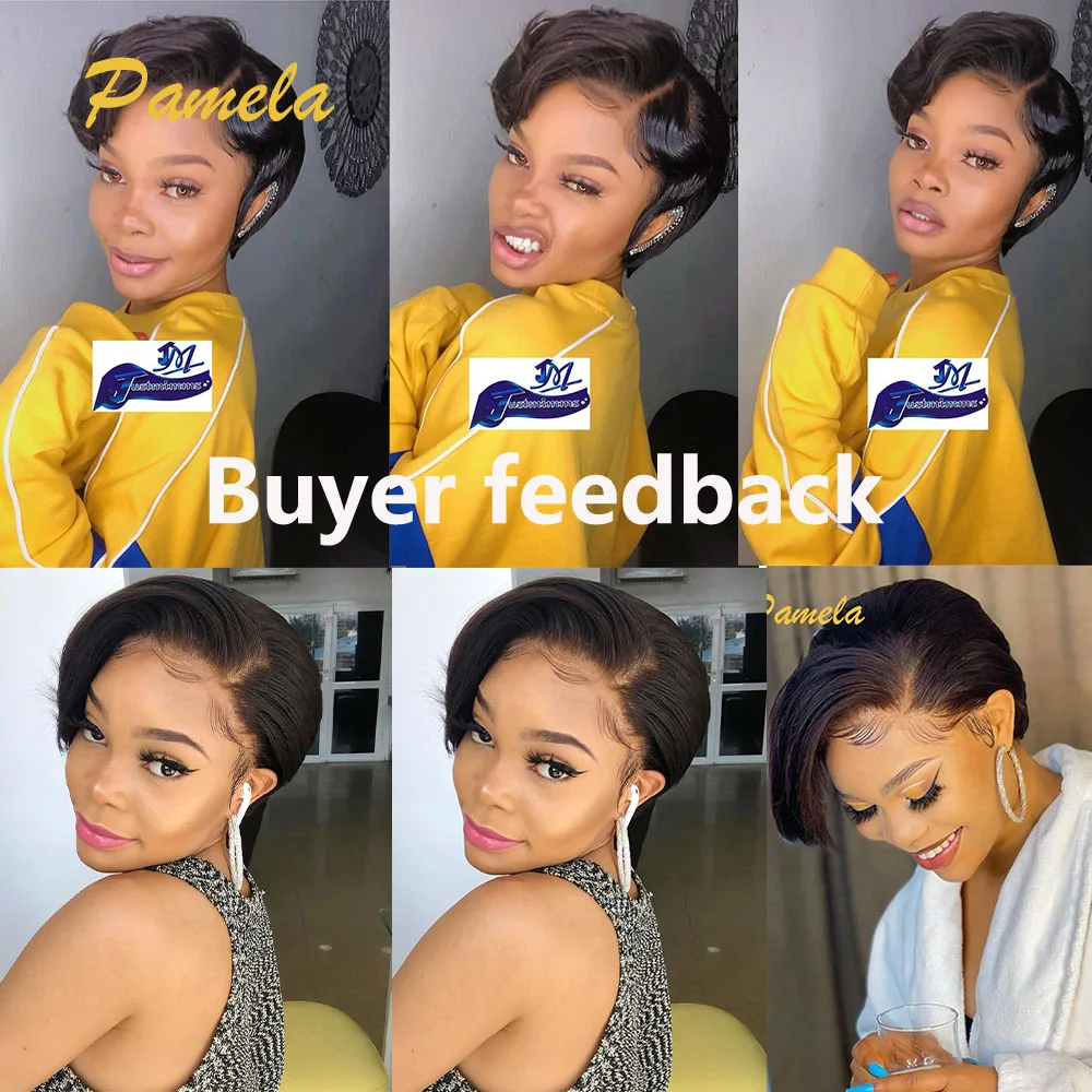 Brazilian Short Straight Bob Lace Frontal Wig For Women Pixie Cut 13x4 Transparent Lace Frontal Human Natural Hair Wig