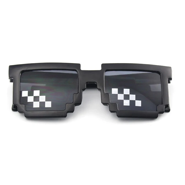 Thug Life Mosaic Glasses Sunglasses Men Women 8 Bit Coding Pixel Trendy Cool Super Party Funny Vintage Shades Eyewear Square frame