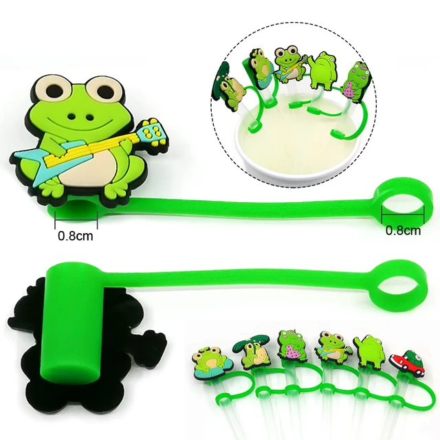 Cute Frog Silicone Straw Topper, Lovely Straw Toppers Straw Charms Airtight  Dust Cap Splash Proof Drinking Straw Cover, eusable Silicone Straw Toppers