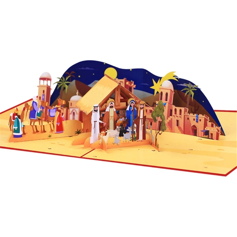 Christmas House Scene 3D Greeting Card Festival Gifts Postcard Handmade Festives Decoration for Holiday Celebration