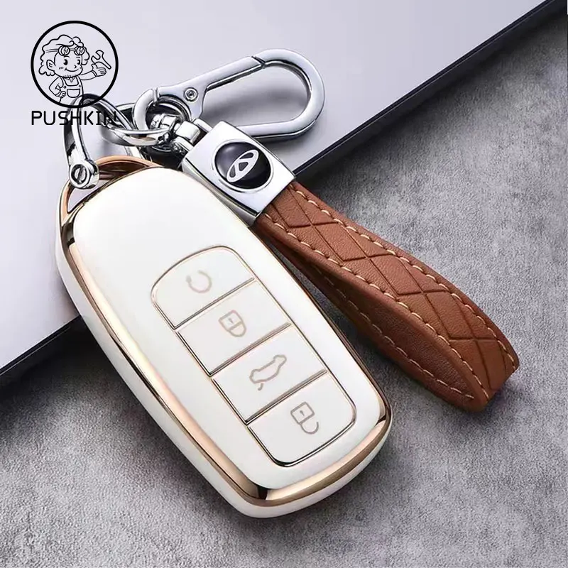 ATFIGII 2 Fundas para Llavero compatibles con Chery Omoda 5 Tiggo 7 Tiggo 8 Pro Tiggo 9 para Jaecoo 7 para EBRO S700 Funda de Silicona Funda Llaves Llavero 4 Botones (Amarillo