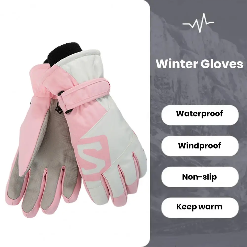 Weather Gloves Winter Women Skiing Gloves Windproof Waterproof Thickened Plush Lined Ideal for Motorcycle Riding Cycling Weather women winter gloves waterproof snow gloves windproof winter cycling gloves with plush lining touchscreen for women for skiing