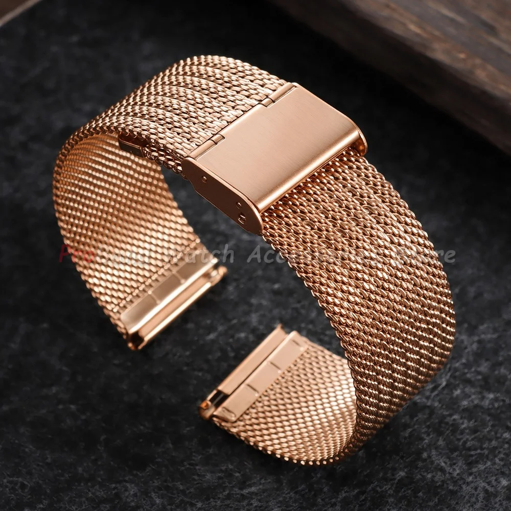 Stainless Steel Milanese Mesh Watch Strap - Universal 0.6mm Band for Men & Women (18mm, 20mm, 22mm)