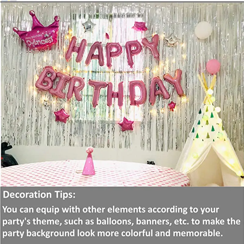 Cheap as a Party Metallic Tinsel Foil Fringe Curtains Backdrop for Birthday New Year Eve Party Photo Wedding Decor - Image 3